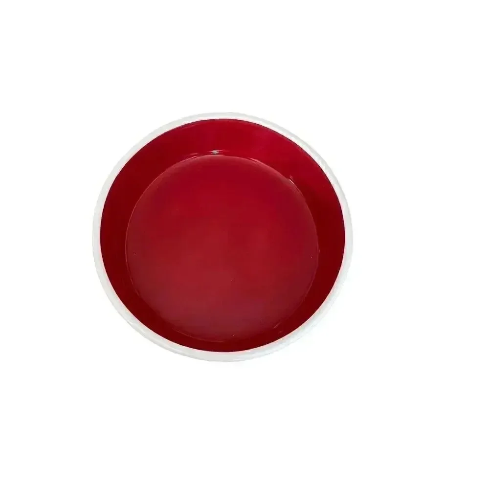 Rae Dunn Naugthy Claws Pet Food Bowl Matte cream and red ceramic bowl